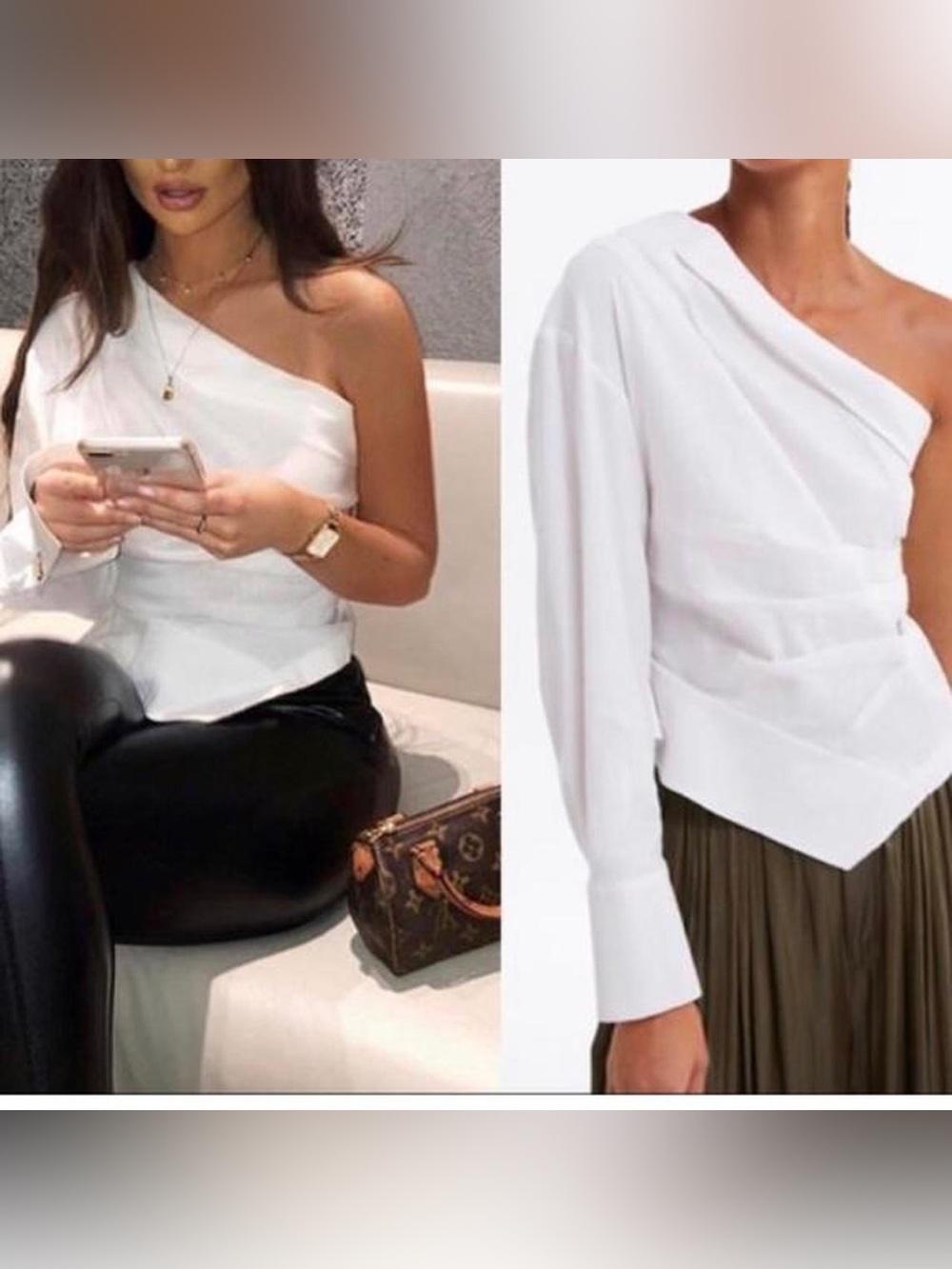 Zara White One-Shoulder Asymmetric Blouse Top Size M Coquette Girl Coastal Beach